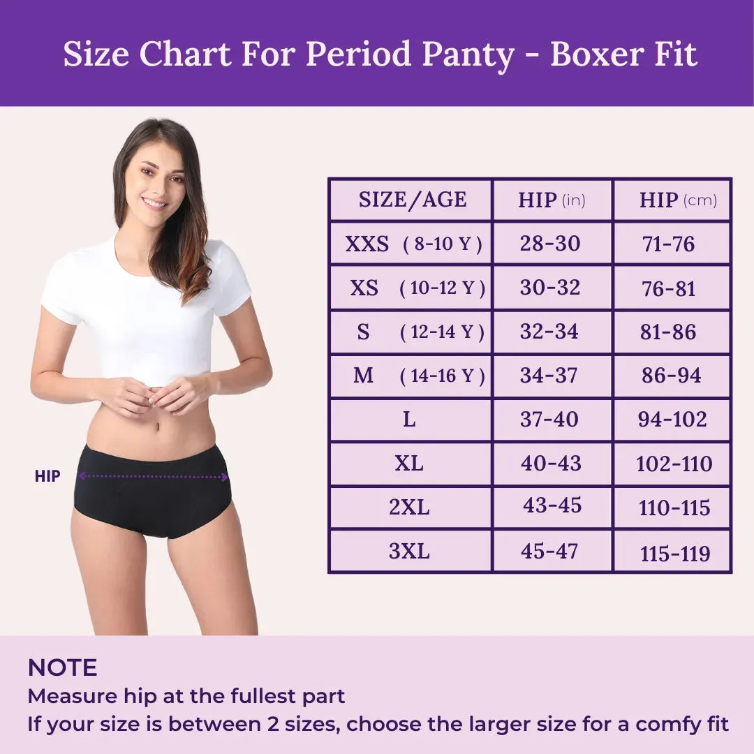 Reusable Period Panties For Heavy Flow | Boxer Fit | Prevents Front, Back & Inner Thigh Stains