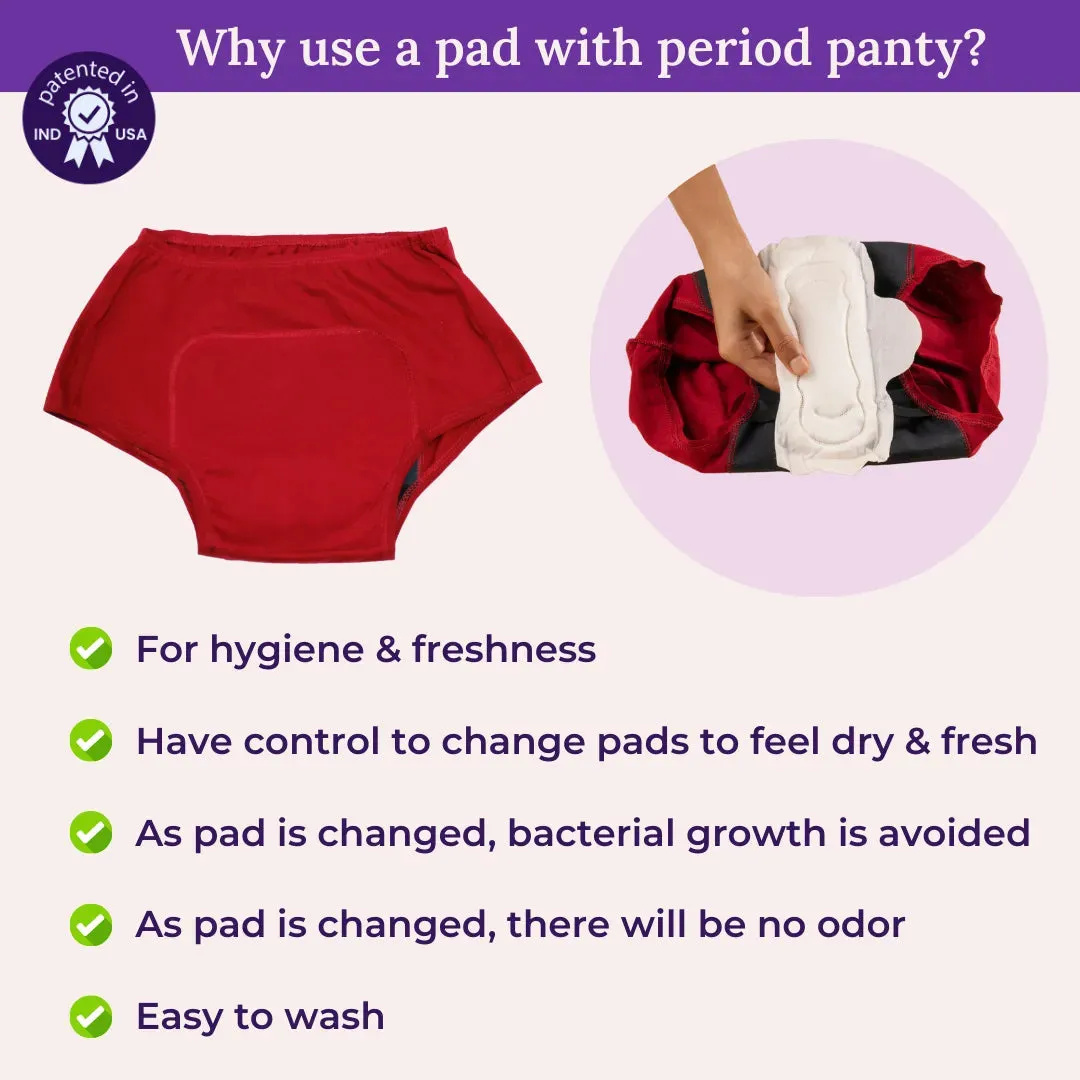 Reusable Period Panties For Heavy Flow | Boxer Fit | Prevents Front, Back & Inner Thigh Stains