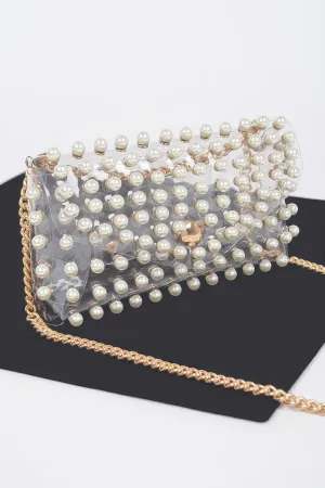 Rhinestone Clear Belt Bag W/chain