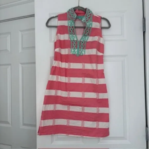 Sail to Sable Pink White Striped Dress