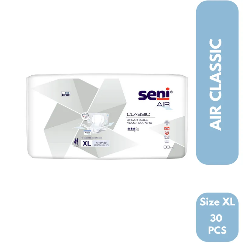 SENI Air Classic Breathable Adult Diapers (Extra Large) 30 Piece