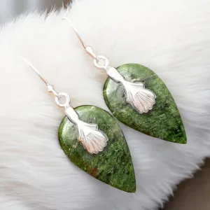 Serpentine Solid 925 Sterling Silver Earrings
