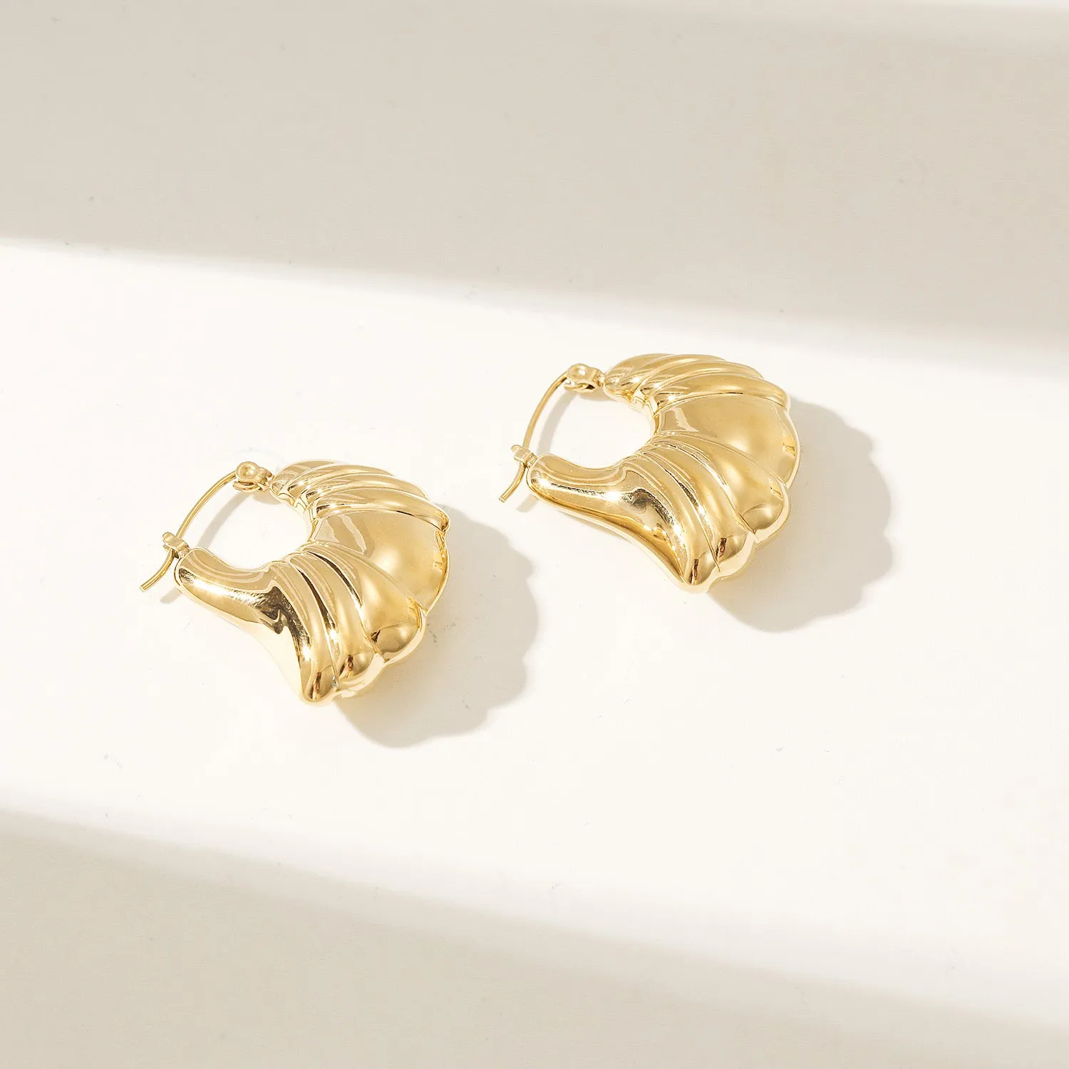 Sheep horn wrapped shiny earrings-SCE497STGC