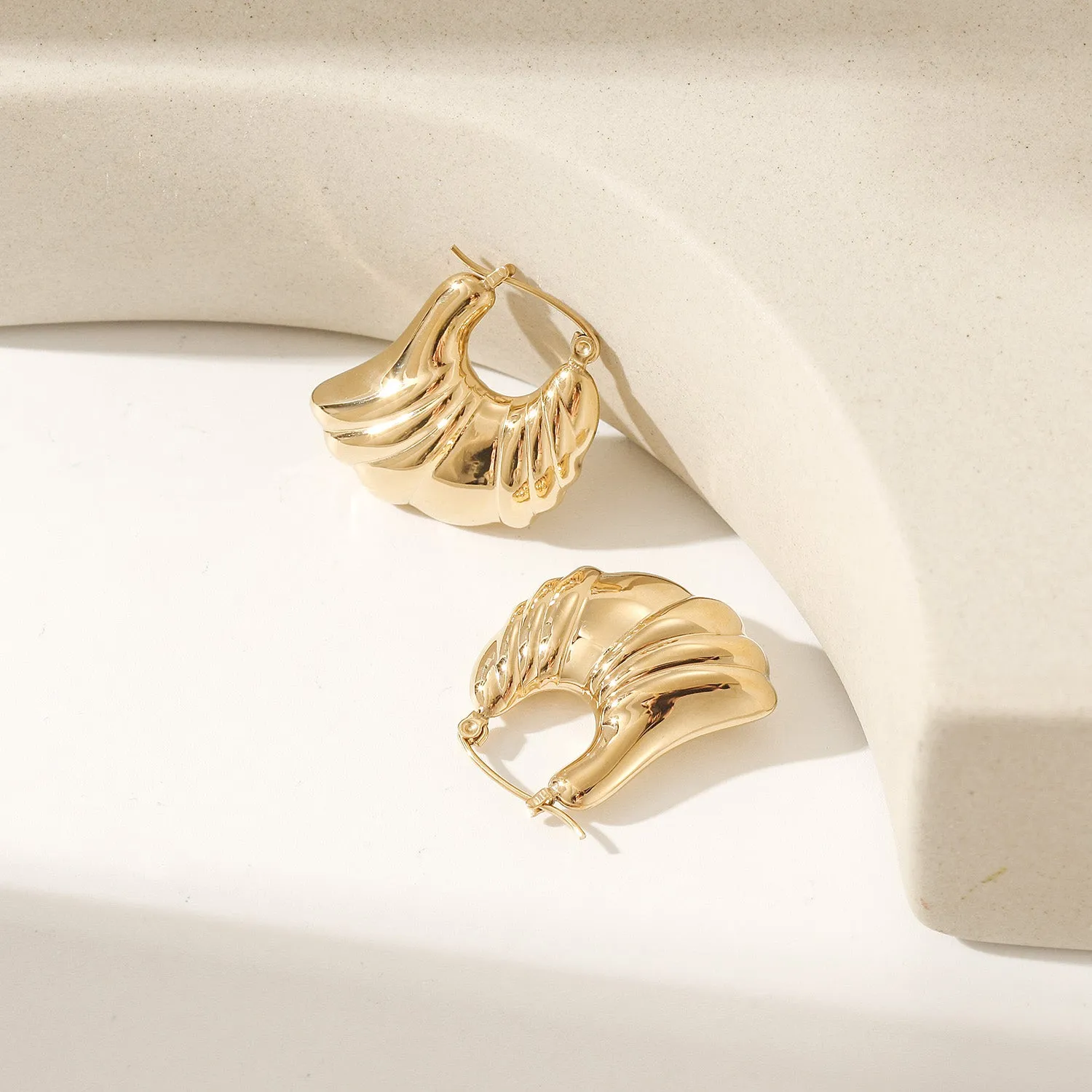 Sheep horn wrapped shiny earrings-SCE497STGC