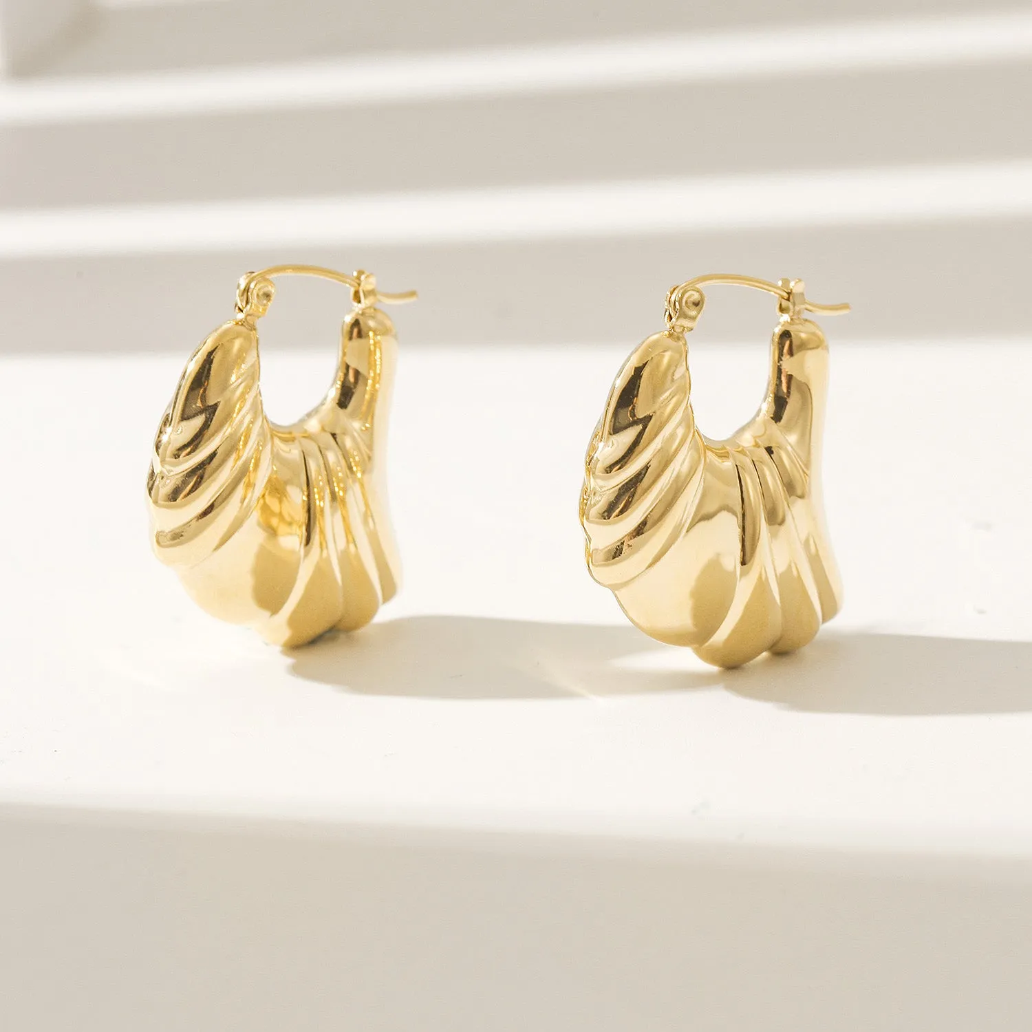 Sheep horn wrapped shiny earrings-SCE497STGC