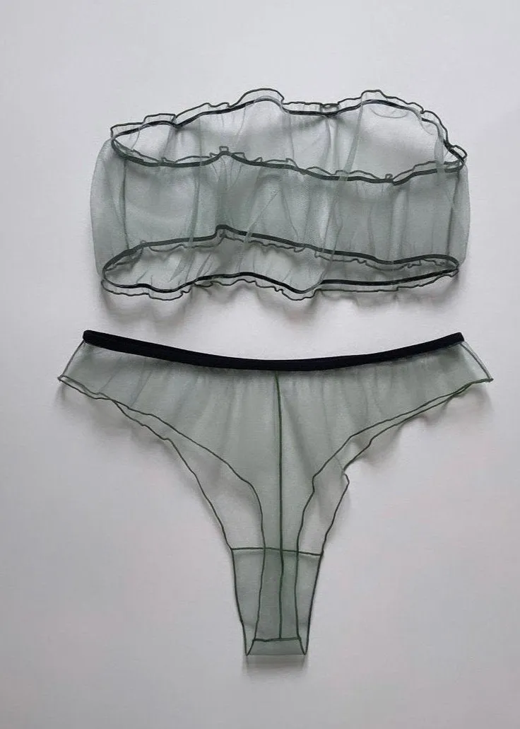 SHINY GREEN SET BANDEAU AND STRING