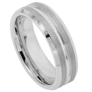 Shiny Grooved Center Brushed Sides - 7mm