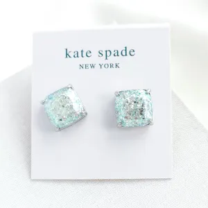 Small Square Stud Earrings (Opal Glitter)