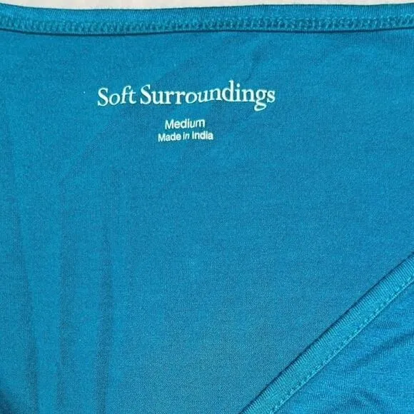 Soft Surroundings 2 Piece Set, Silky Turquoise Camisole w/Sheer Button Up, Sz M