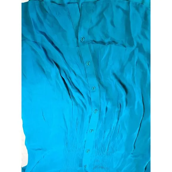 Soft Surroundings 2 Piece Set, Silky Turquoise Camisole w/Sheer Button Up, Sz M
