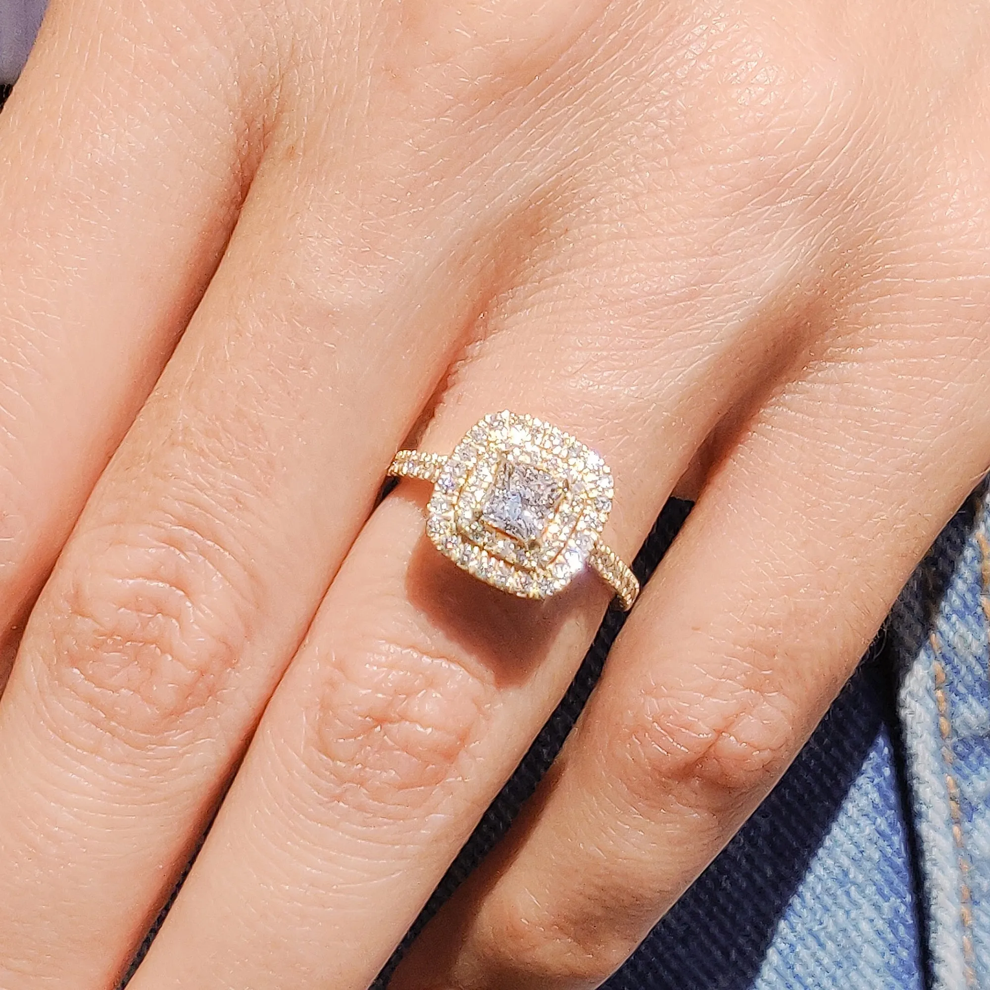 Sole Accent Diamonds Natural Princess  Diamond Engagement Ring