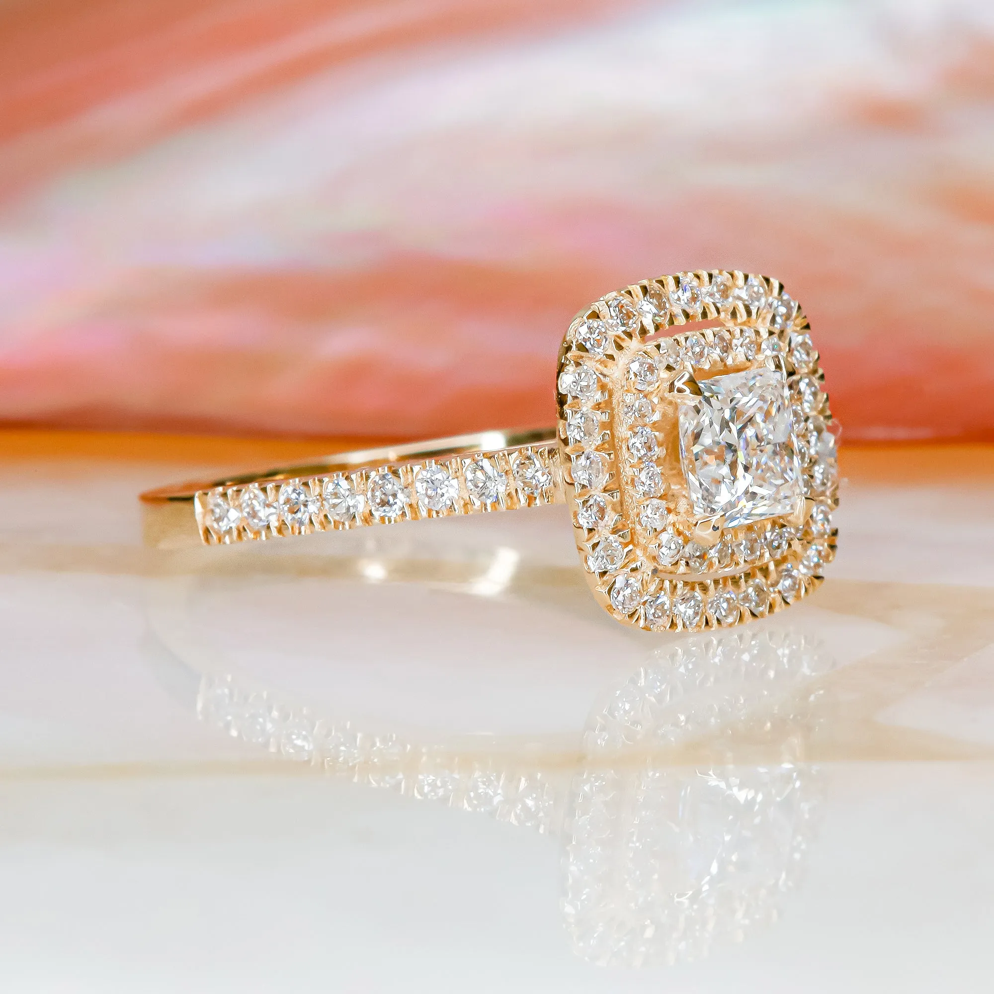 Sole Accent Diamonds Natural Princess  Diamond Engagement Ring