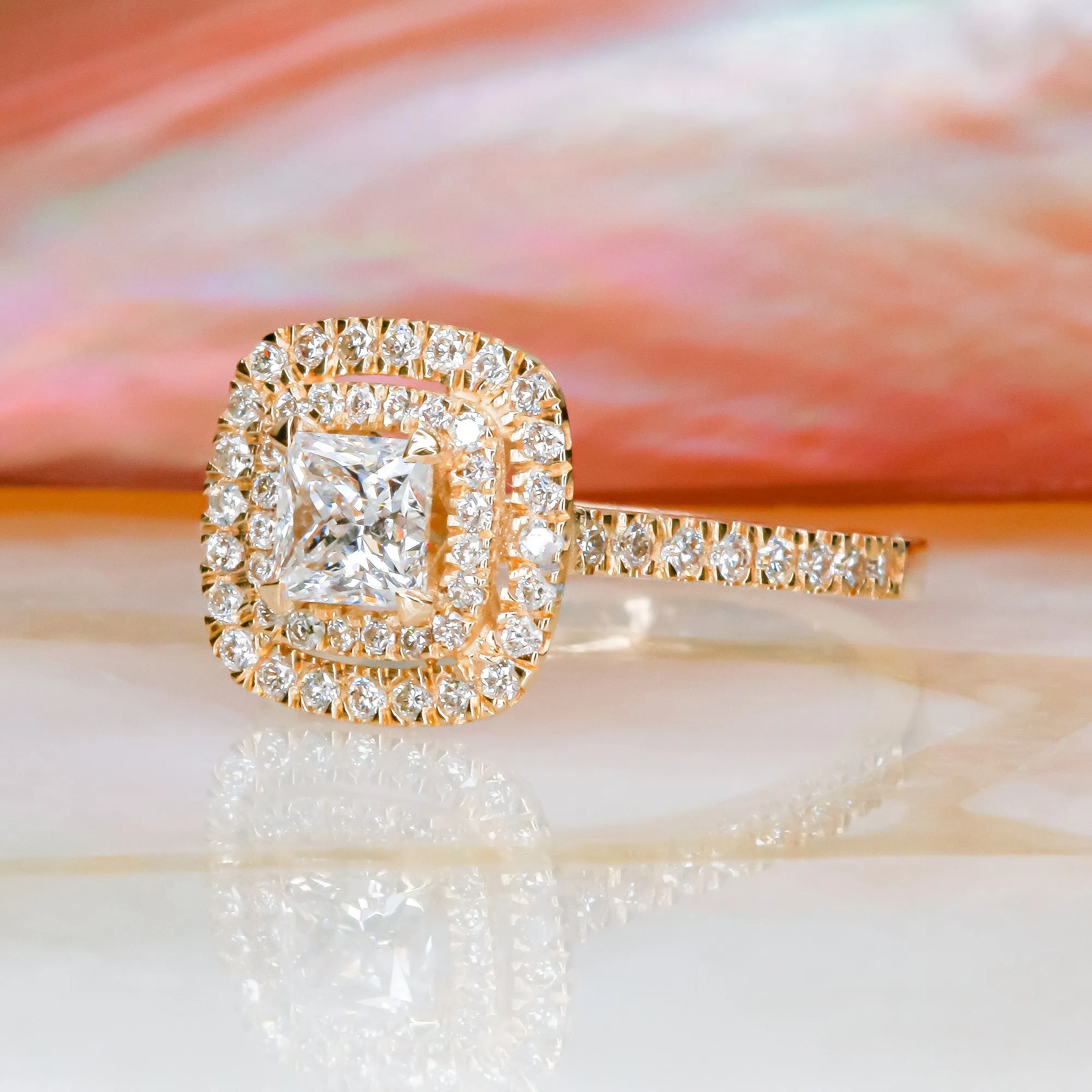 Sole Accent Diamonds Natural Princess  Diamond Engagement Ring
