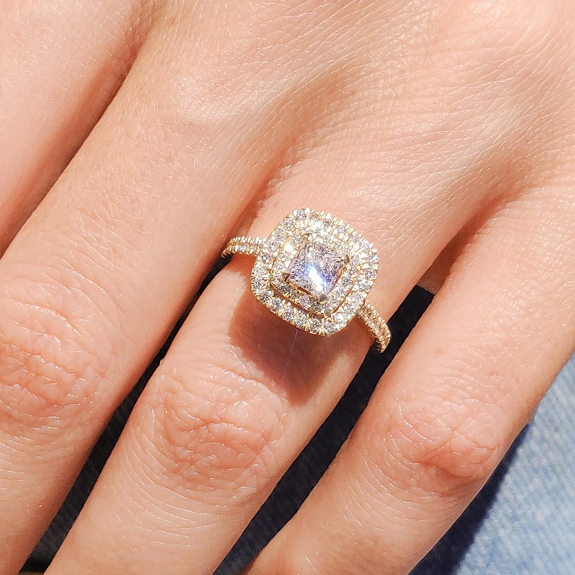 Sole Accent Diamonds Natural Princess  Diamond Engagement Ring