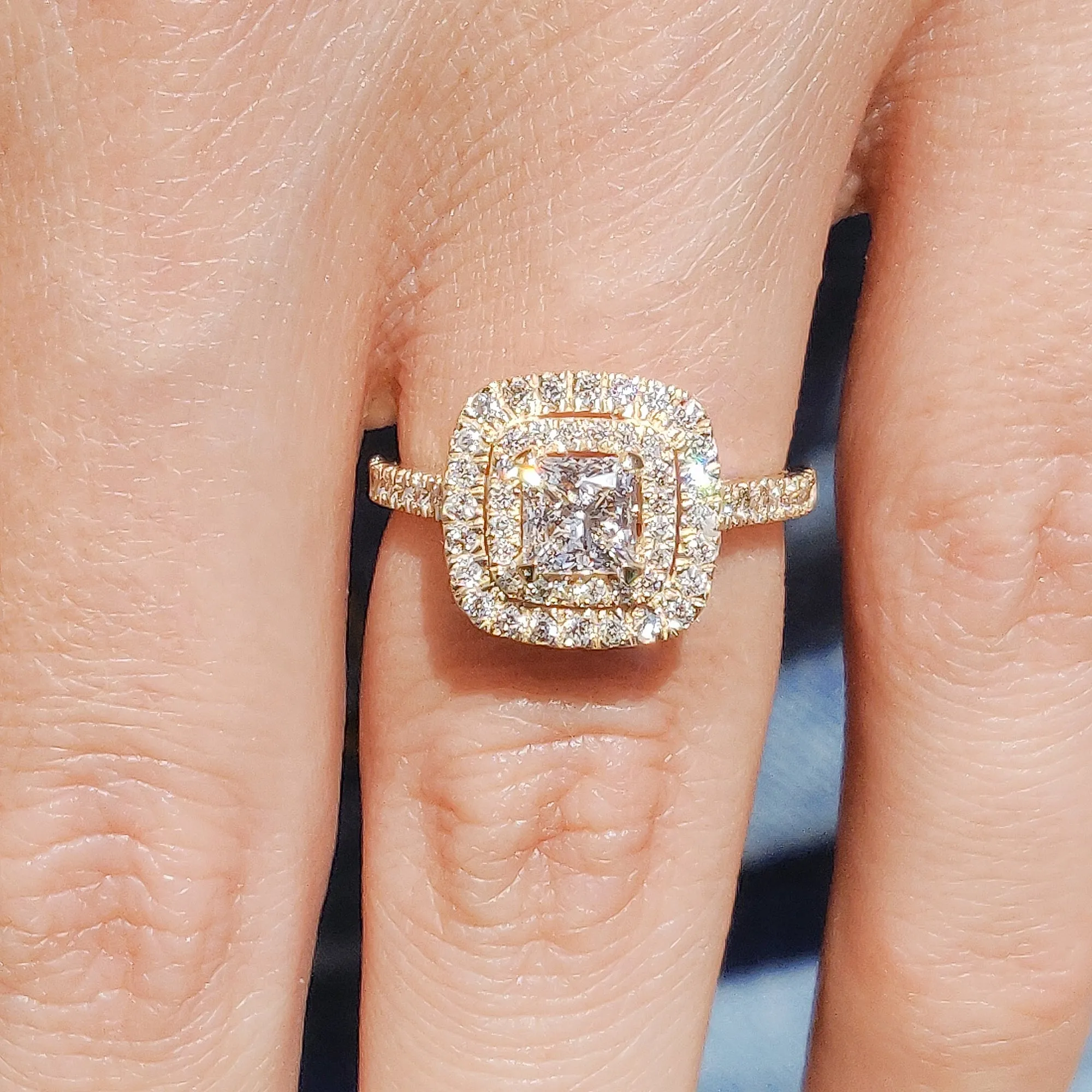 Sole Accent Diamonds Natural Princess  Diamond Engagement Ring