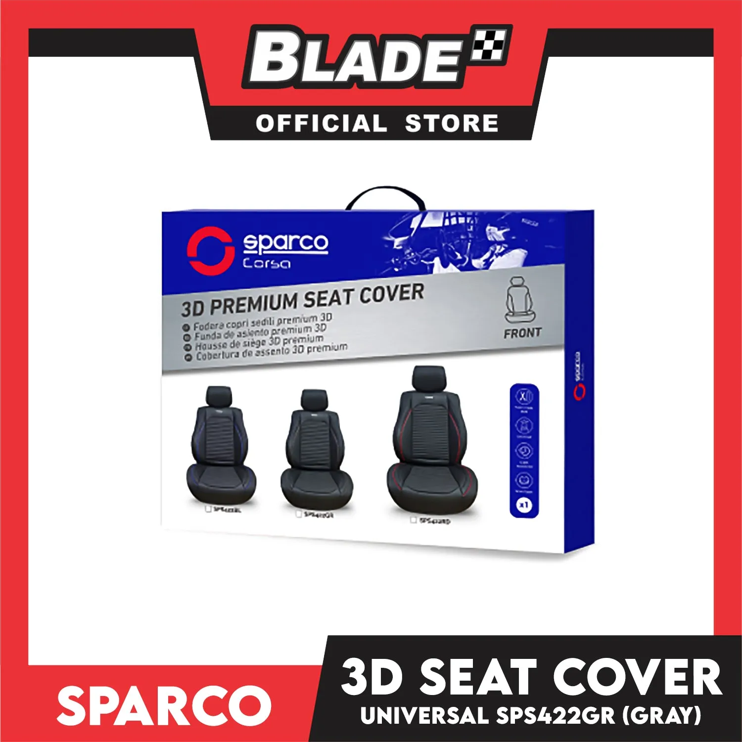 Sparco 3D Seat Cover Universal SPS422- Washable and Breathable Universal Seat Cover for Driving Sea