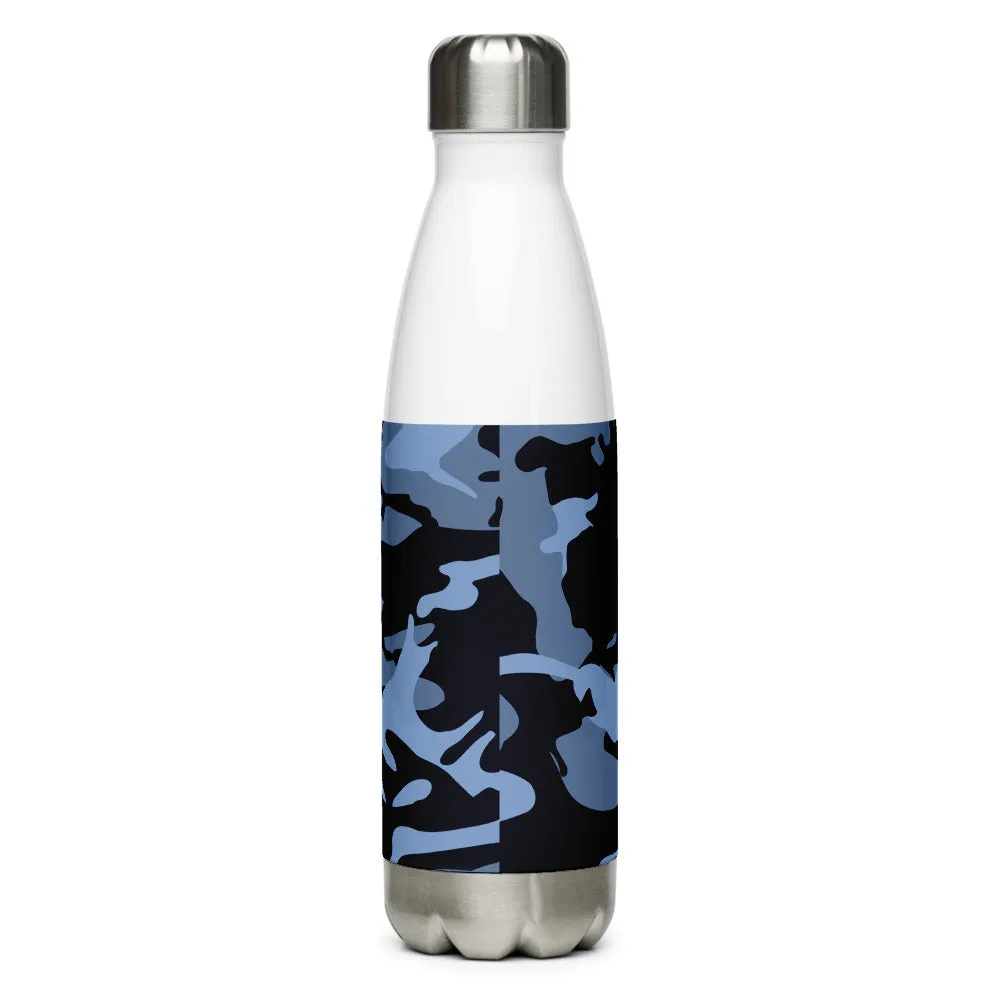 Stainless Steel Navy Blue and Light Blue Camouflage Water Bottle