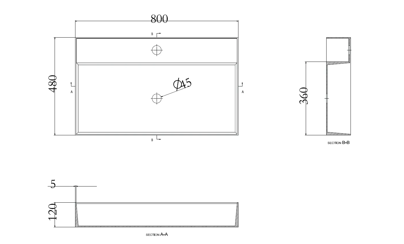 Stella Rectangular Benchtop Basin -  800mm - STB23