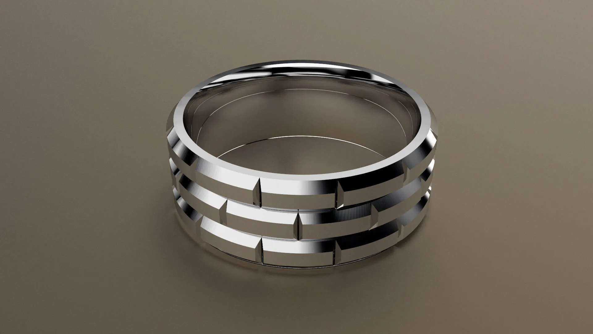Sterling silver 10mm Brick Pattern Wedding Band