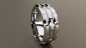 Sterling silver 10mm Brick Pattern Wedding Band