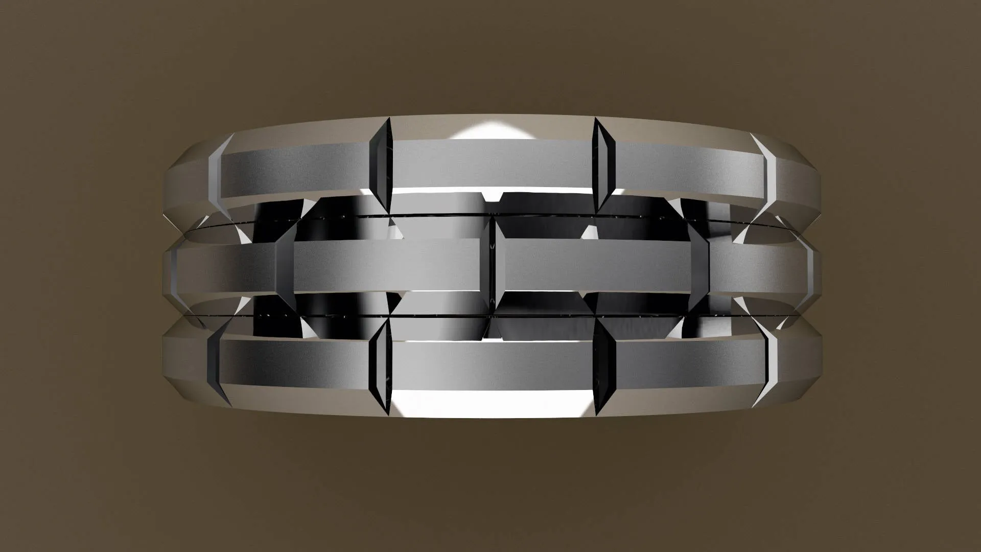 Sterling silver 10mm Brick Pattern Wedding Band