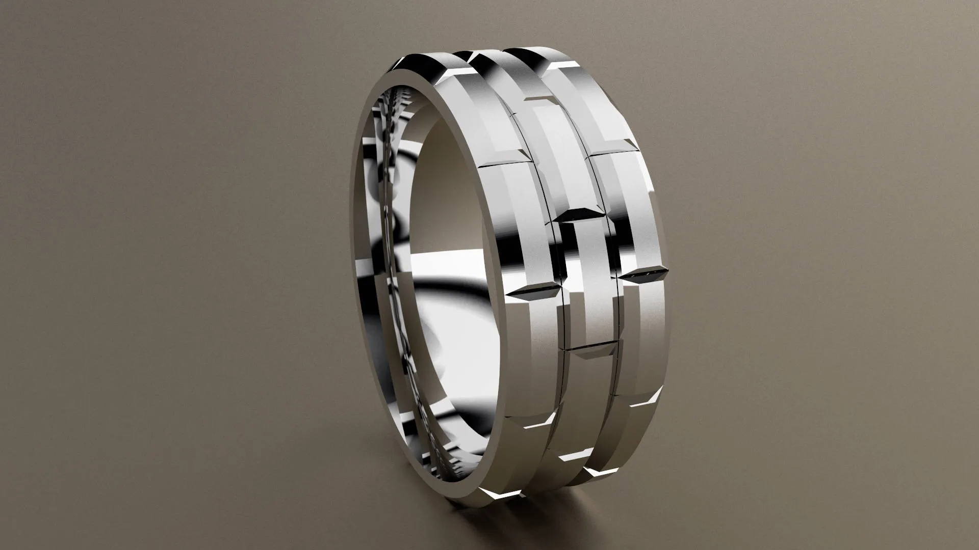 Sterling silver 10mm Brick Pattern Wedding Band