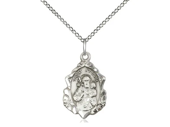 Sterling Silver St Joseph Medal 18"