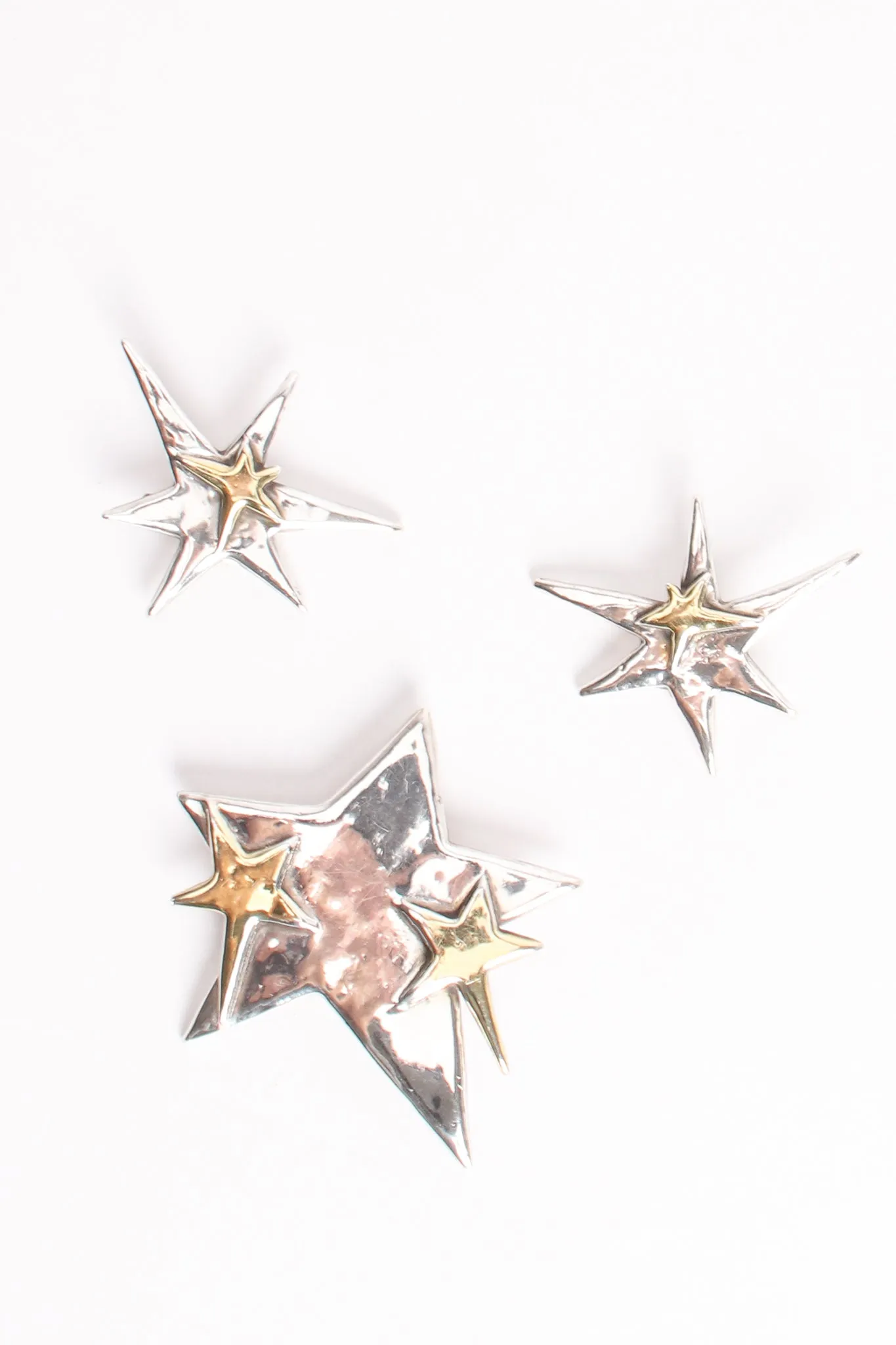 Sterling Star Earrings & Brooch Set