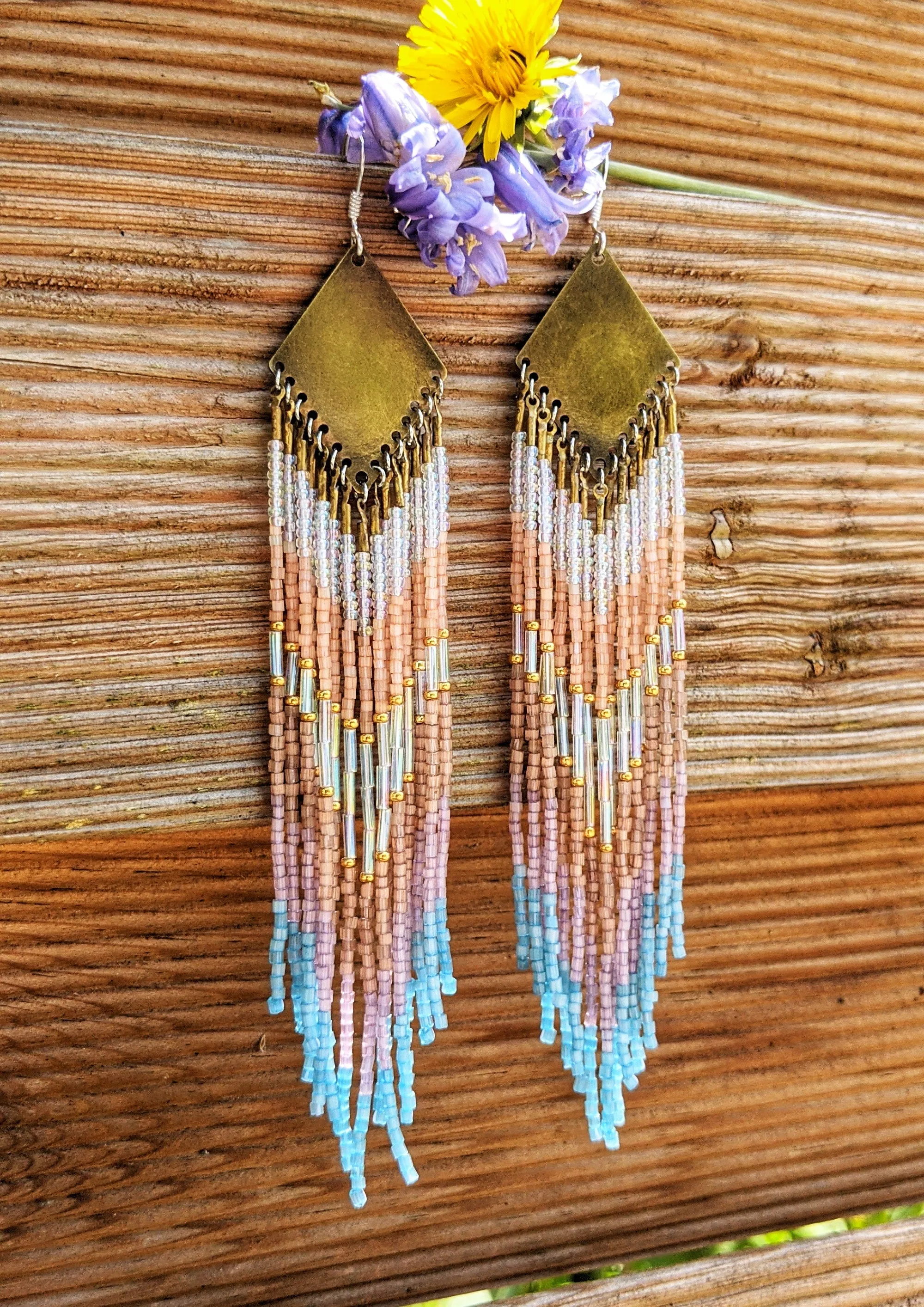 Sunset Strip Iridescent Seed Bead Earrings