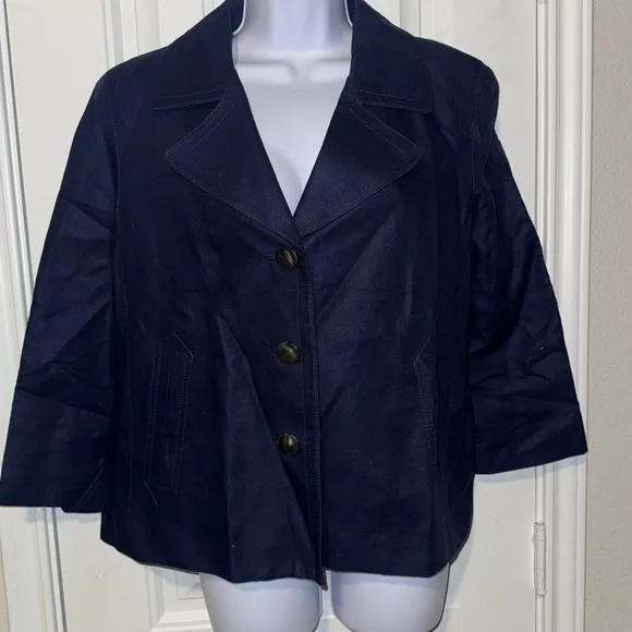 Talbots Women's Navy Jacket size 12 linen jacket