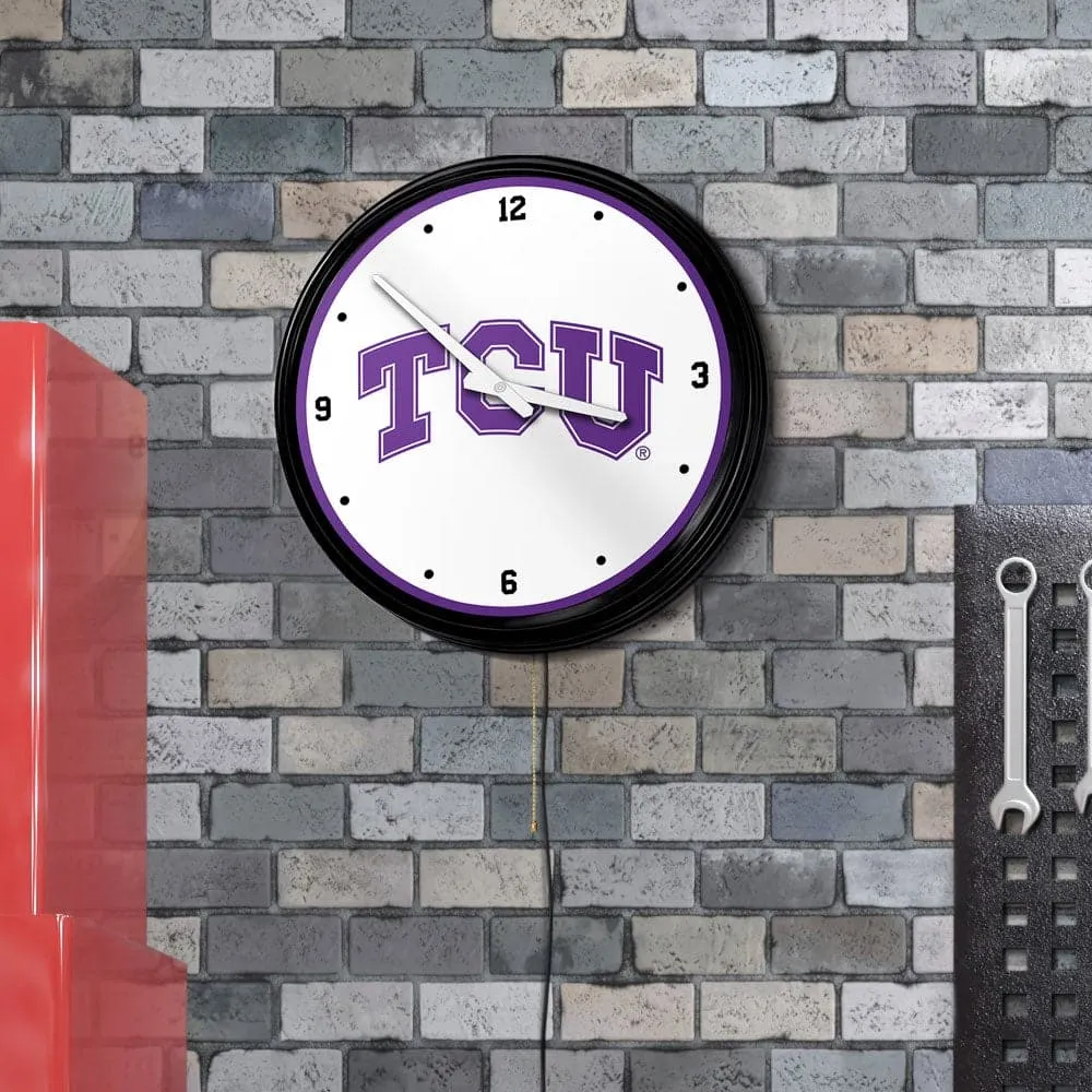 TCU Horned Frogs: Retro Lighted Wall Clock