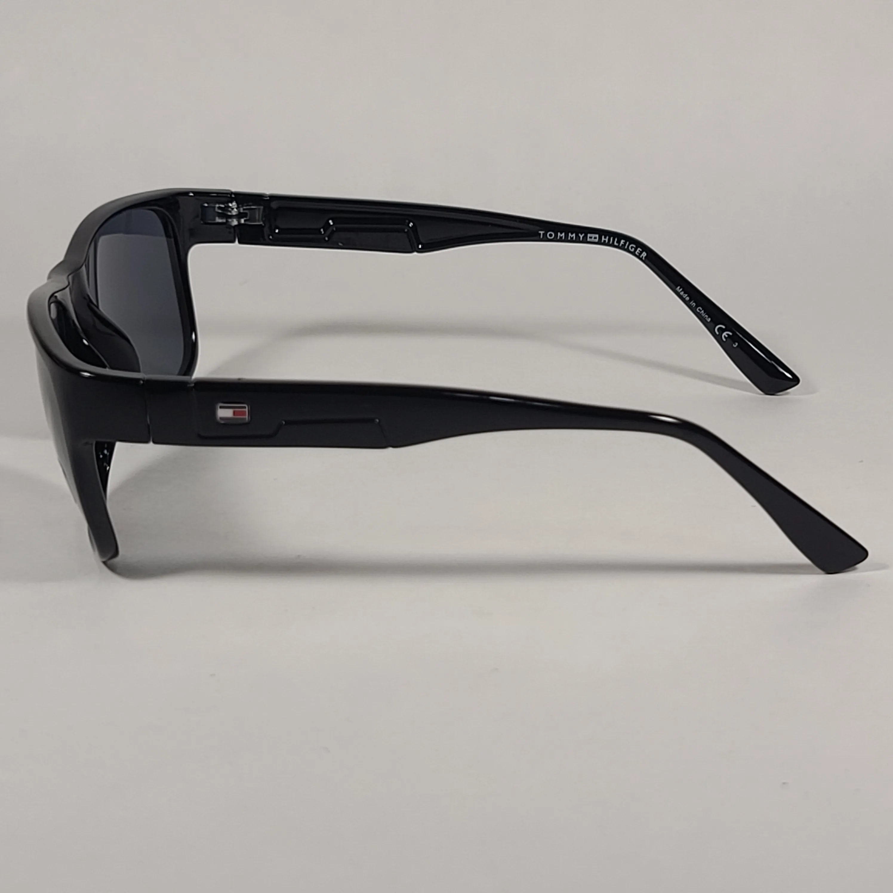 Tommy Hilfiger Wilson Rectangular Sunglasses Shiny Black Gray Lens MP OM563
