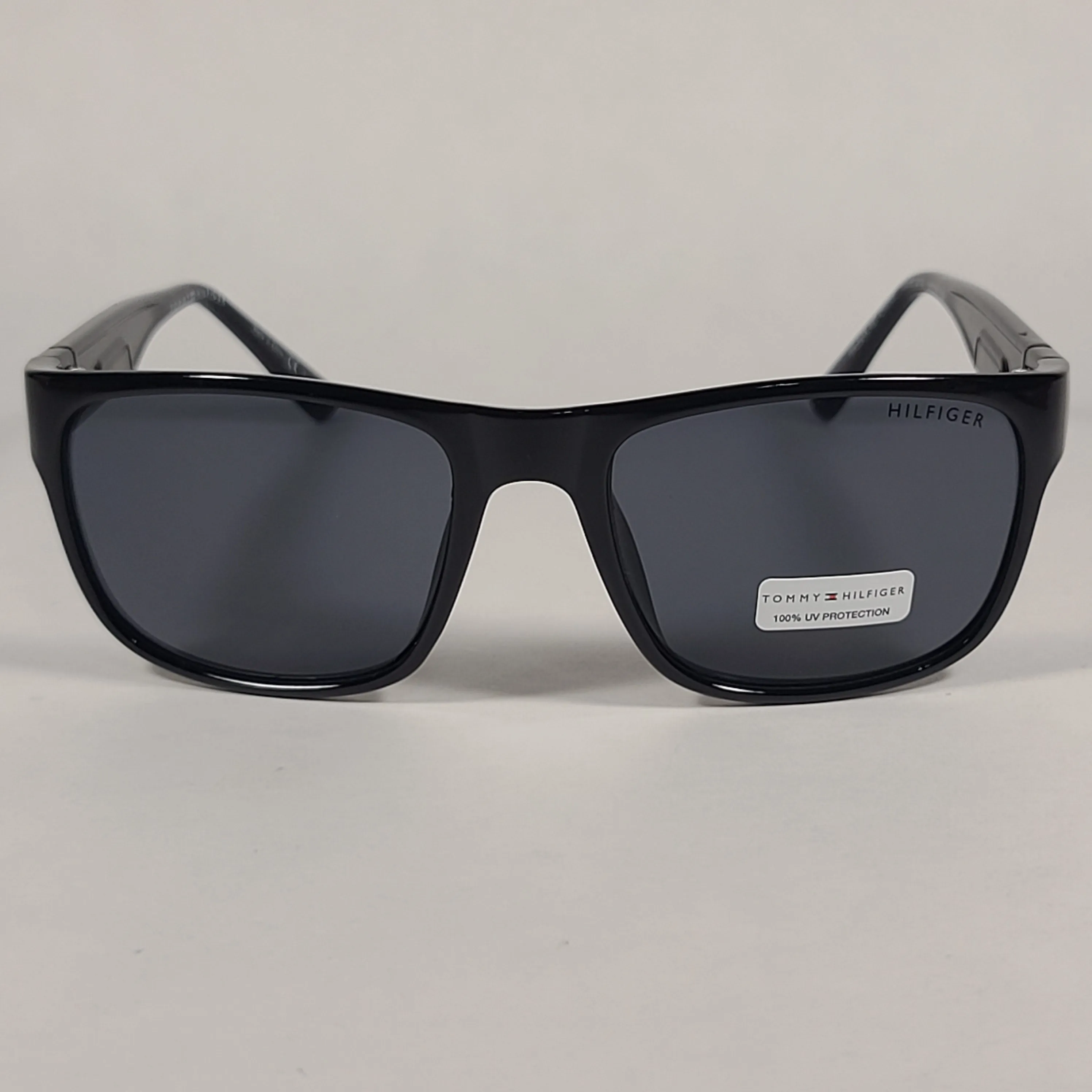Tommy Hilfiger Wilson Rectangular Sunglasses Shiny Black Gray Lens MP OM563