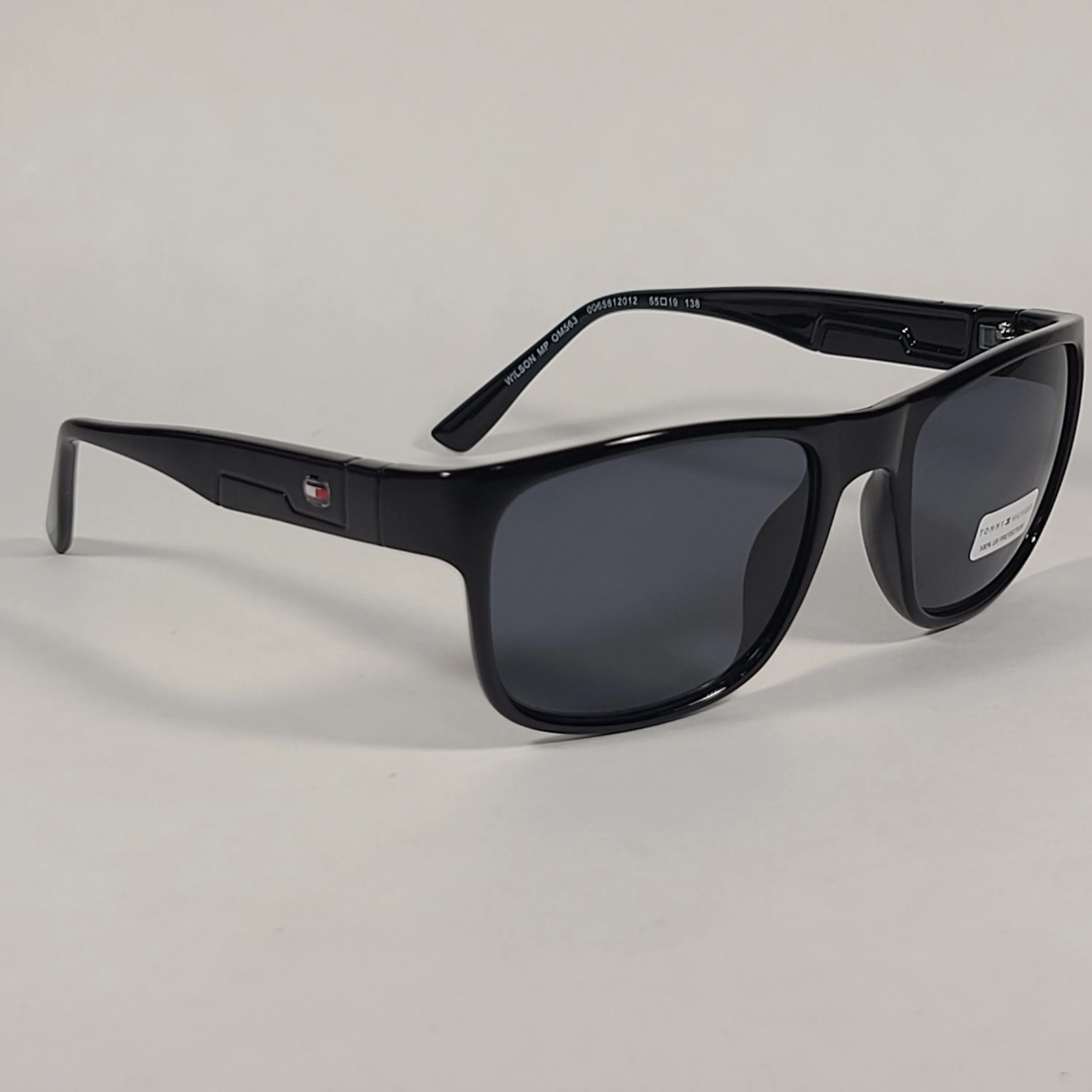 Tommy Hilfiger Wilson Rectangular Sunglasses Shiny Black Gray Lens MP OM563