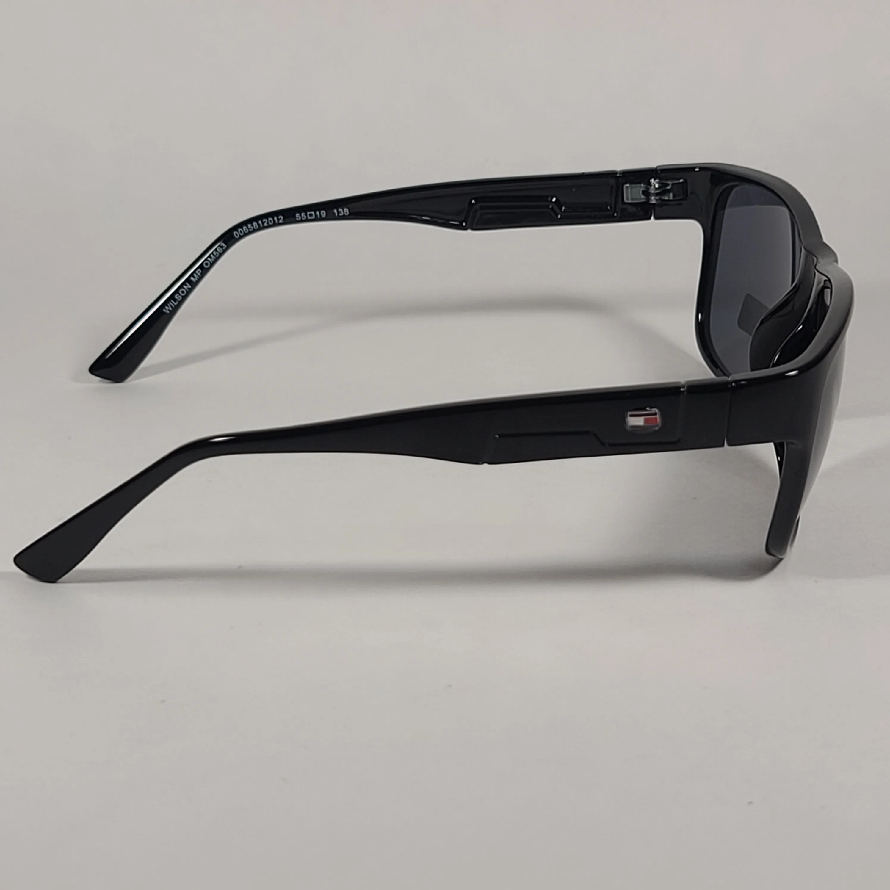 Tommy Hilfiger Wilson Rectangular Sunglasses Shiny Black Gray Lens MP OM563