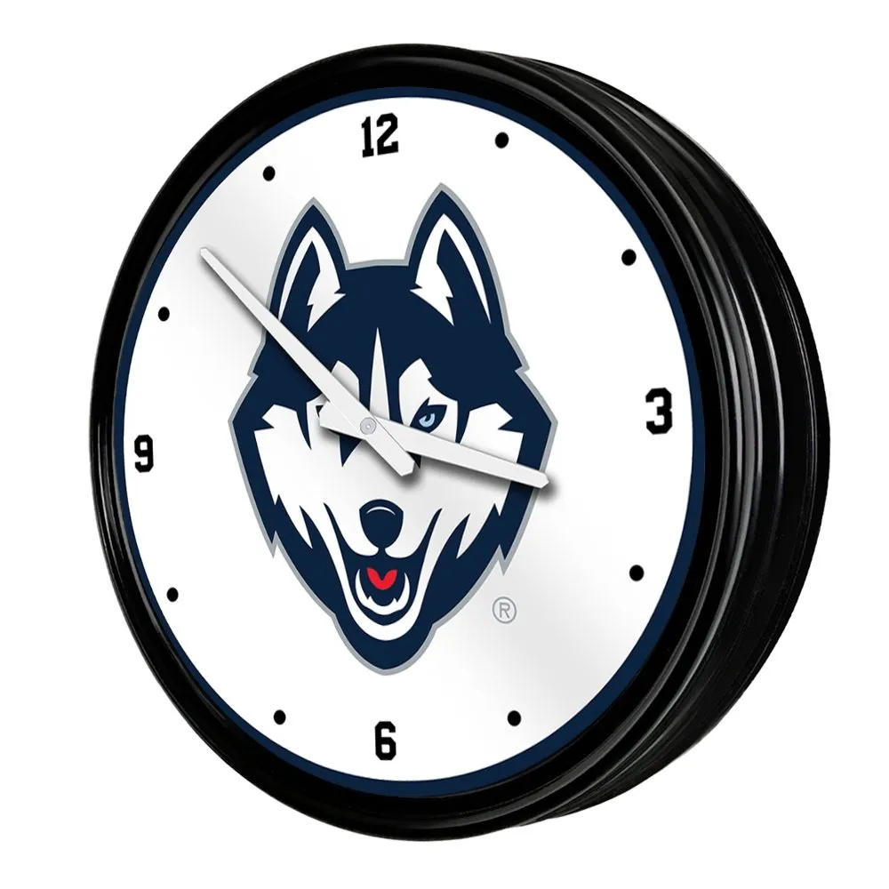 UConn Huskies: Retro Lighted Wall Clock