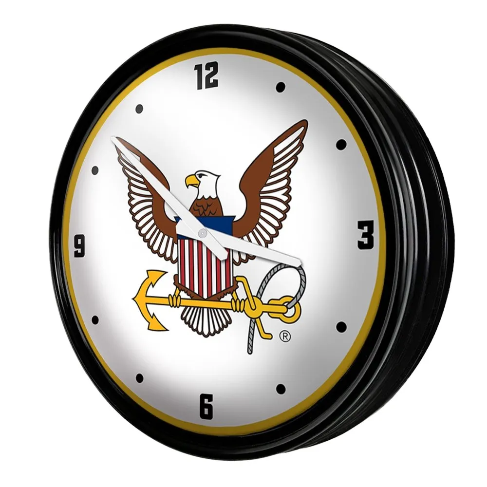 US Navy: Eagle - Retro Lighted Wall Clock