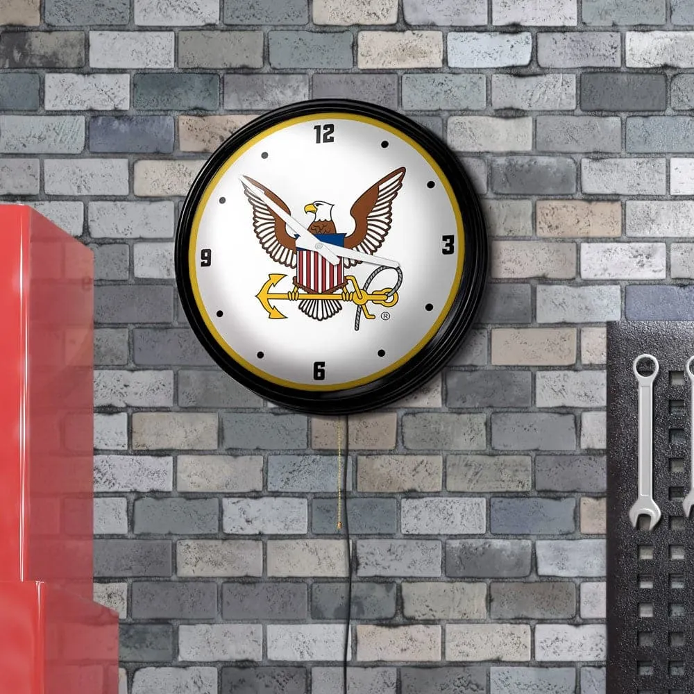 US Navy: Eagle - Retro Lighted Wall Clock