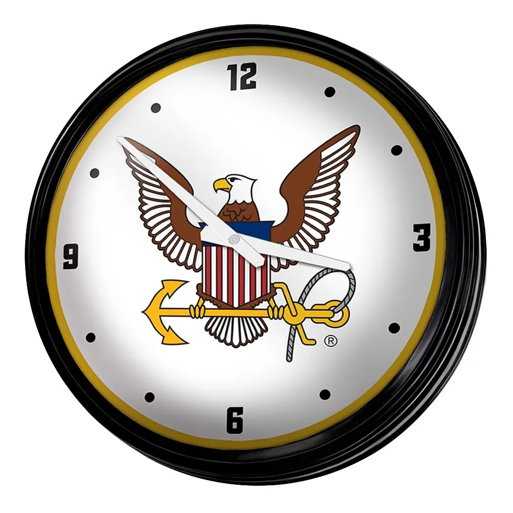 US Navy: Eagle - Retro Lighted Wall Clock