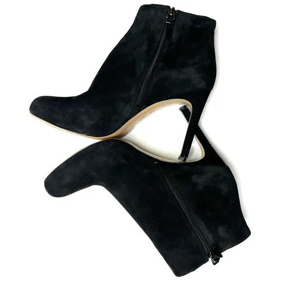 Via Spiga Suede Stiletto Heel Ankle Booties Cutout Side Detail Black Size 9