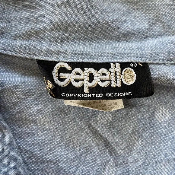 Vintage Retro Gepetto Blue Lightweight Cotton Polka Dot Daisy Zip Track Jacket