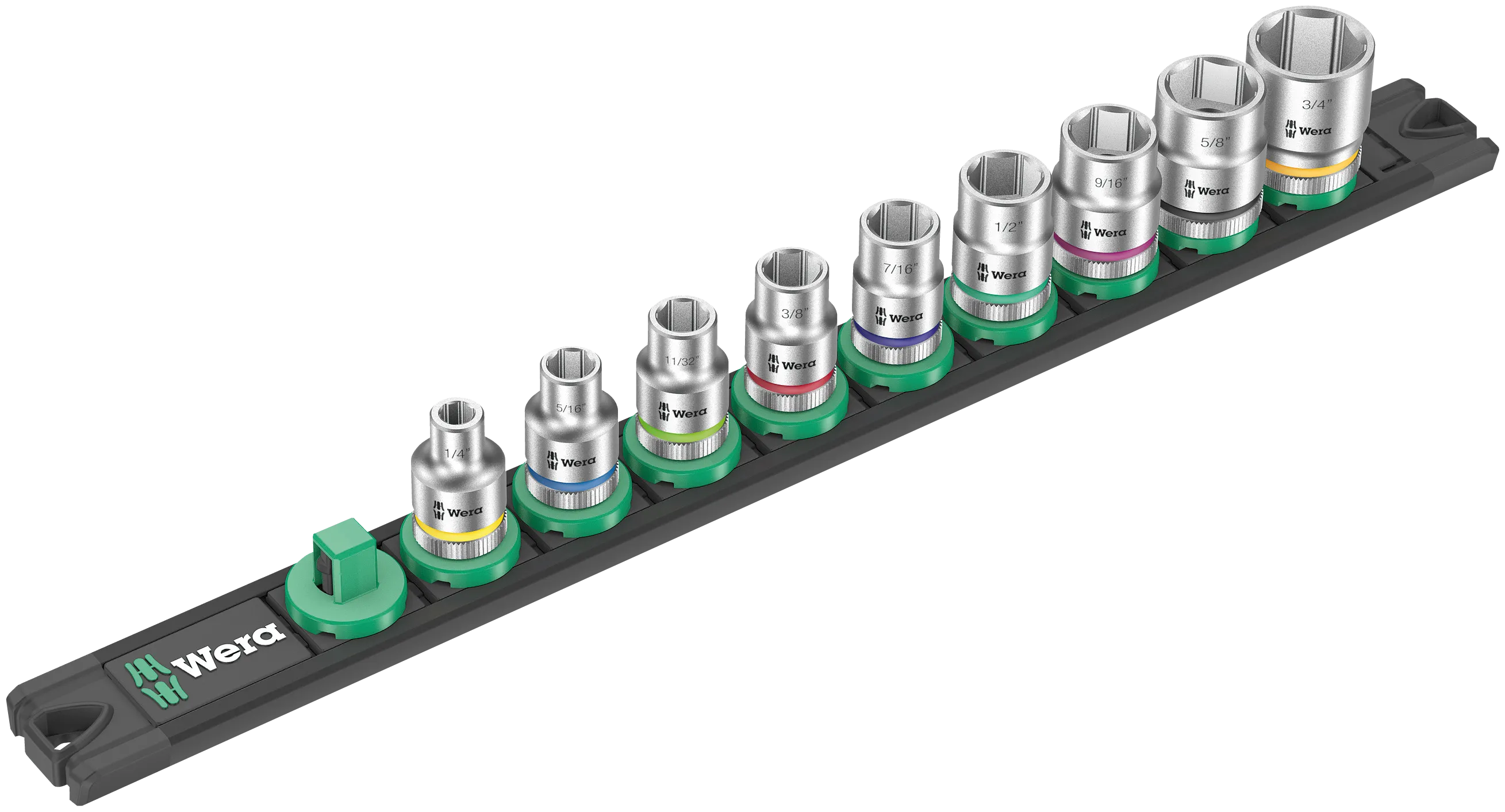 Wera Magnetic socket rail B Imperial 1 Zyklop socket set 3/8" drive, imperial, 9 pieces