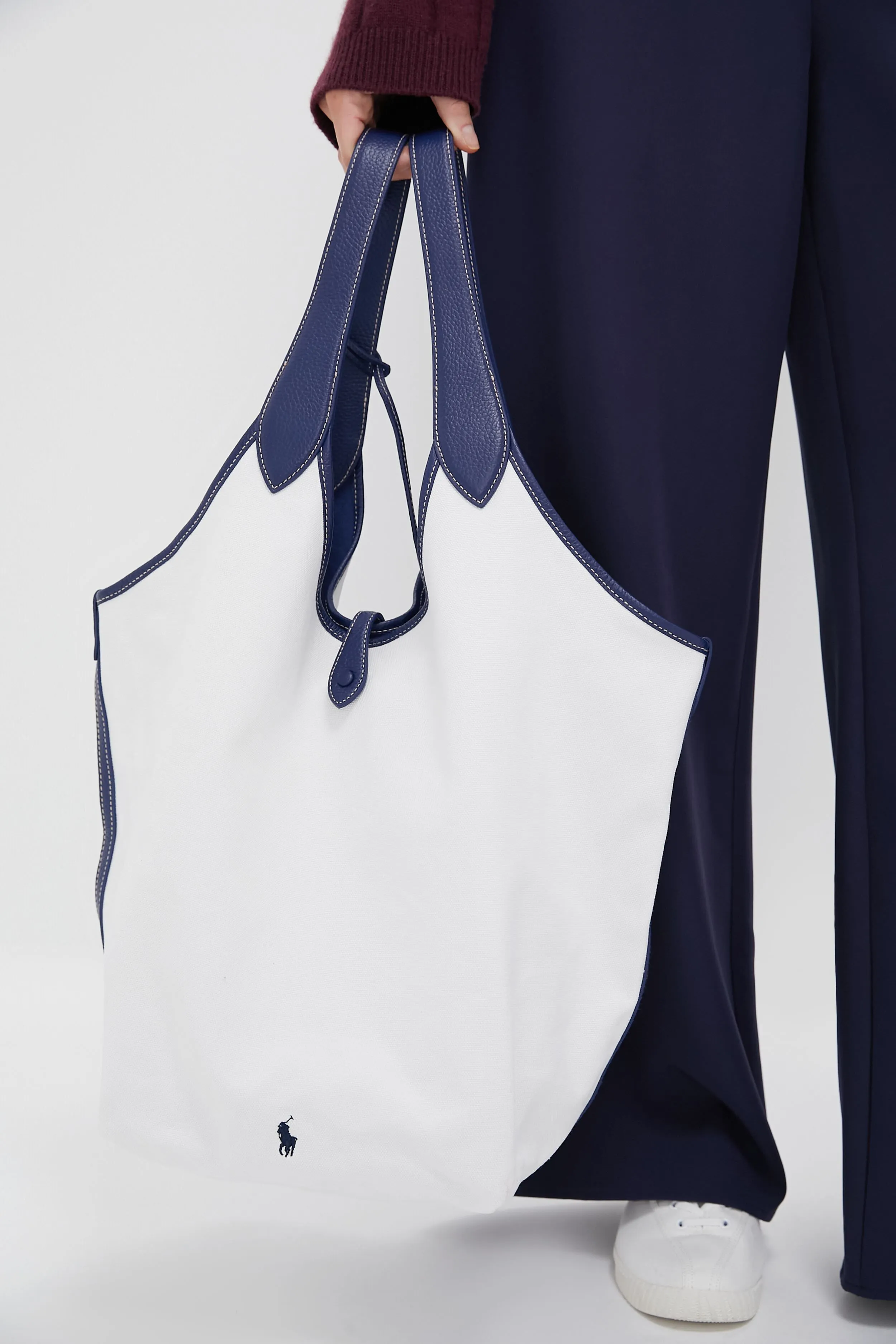 White and Ink Polo Large Canvas Tote