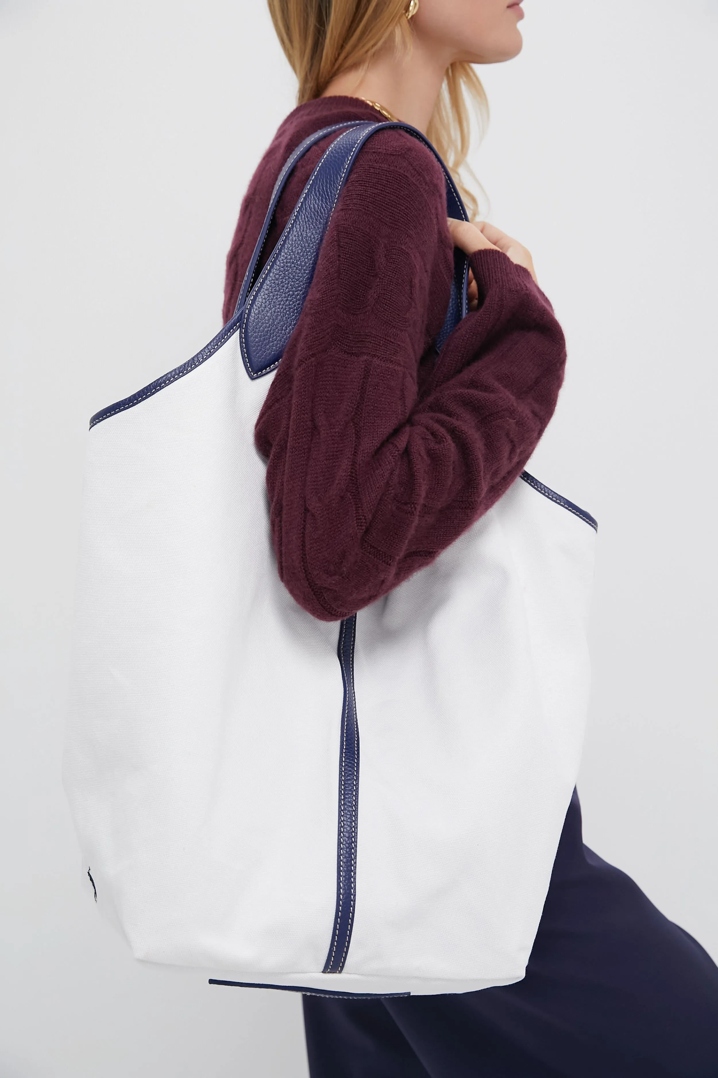 White and Ink Polo Large Canvas Tote
